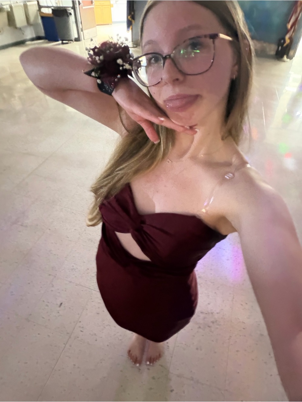 Strapless Cutout Mini Dress in Burgundy - Elegant Evening Dress